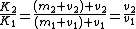 \frac{K_2}{K_1}=\frac{(m_2 v_2) v_2}{(m_1 v_1) v_1}=\frac{v_2}{v_1}