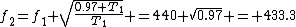 f_2=f_1 \sqrt{\frac{0.97 T_1}{T_1}} =440 sqrt{0.97} = 433.3