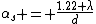 \alpha_{s} = \frac{1.22 \lambda}{d}