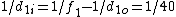 1/d_{1i}=1/f_1-1/d_{1o}=1/40