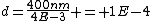 d=\frac{400nm}{4E-3} = 1E-4