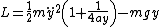 $L=\frac{1}{2}m\ddot{y}^2\left(1+\frac{1}{4ay}\right)-mgy$