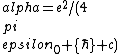 \\alpha=e^2/(4\\pi\\epsilon_0 \\hbar c)