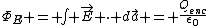 \Phi_E = \int \vec{E} \cdot d\vec{a} = \frac{Q_{enc}}{\epsilon_0}