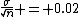 \frac{\sigma}{\sqrt{n}} = 0.02