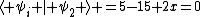 \langle \psi_i | \psi_2 \rangle =5-15+2x=0