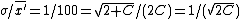 \sigma/\bar{x^{'}}=1/100=\sqrt{2 C}/(2C)=1/(\sqrt{2C})