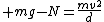  mg-N=\frac{mv^2}{d}