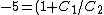 -5=(1+C_1/C_2)q_2\Rightarrow q_2=3.33 \Rightarrow V=q_2/C_2 \approx 1.7