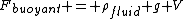 F_{buoyant} = \rho_{fluid} g V