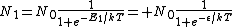 N_{1}=N_0\frac{1}{1+e^{-E_1/kT}}= N_0\frac{1}{1+e^{-\epsilon/kT}}