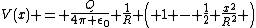 V(x) = \frac{Q}{4\pi \epsilon_0} \frac{1}{R} \left( 1 - \frac{1}{2} \frac{x^2}{R^2} \right)