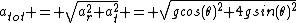 a_{tot} = \sqrt{a_r^2+a_t^2} = \sqrt{gcos(\theta)^2+4gsin(\theta)^2}