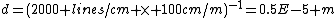 d=(2000 lines/cm \times 100cm/m)^{-1}=0.5E-5 m