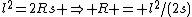 l^2=2Rs \Rightarrow R = l^2/(2s)