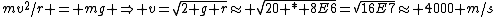 mv^2/r = mg \Rightarrow v=\sqrt{2 g r}\approx \sqrt{20 * 8E6}=\sqrt{16E7}\approx 4000 m/s